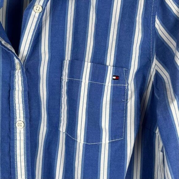 Tommy Hilfiger Blue Vertical Stripe Button Down Blouse XXL - Picture 2 of 8